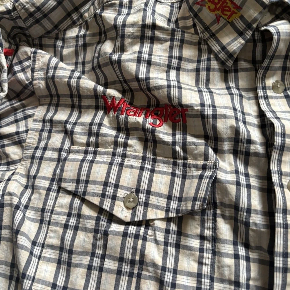 Wrangler Lyles Ropes Button Up Western Rodeo Shirt Men's Large Plaid Multi Color
